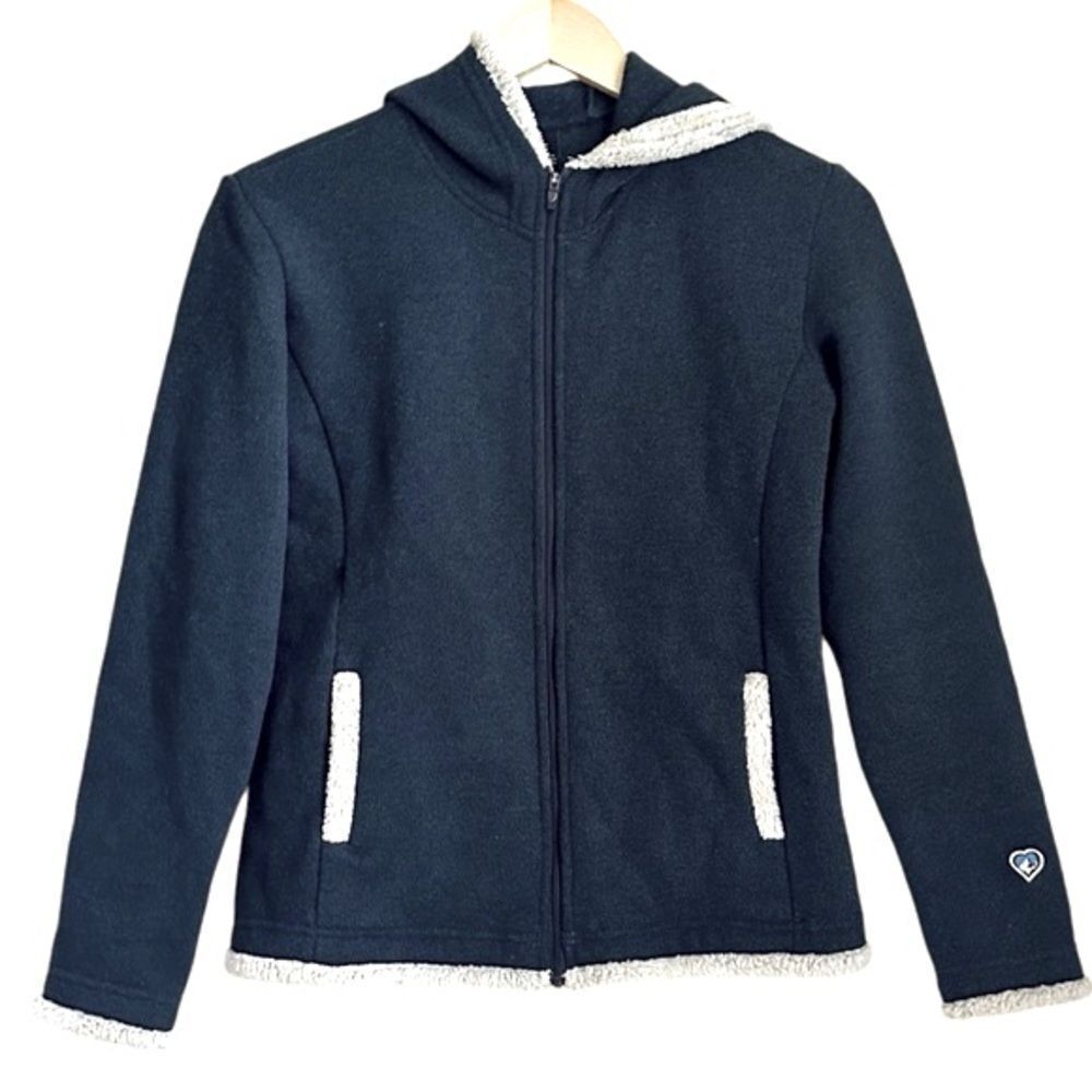 Kuhl Youth Unisex XL Full Zip Fleece Hooded Jacket Blue Hiking Camping Outdoors